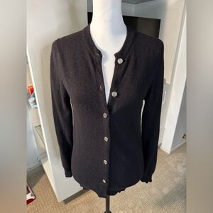 Jonelle Black Cashmere Cardigan | Classic British Heritage Knit -Vintage
